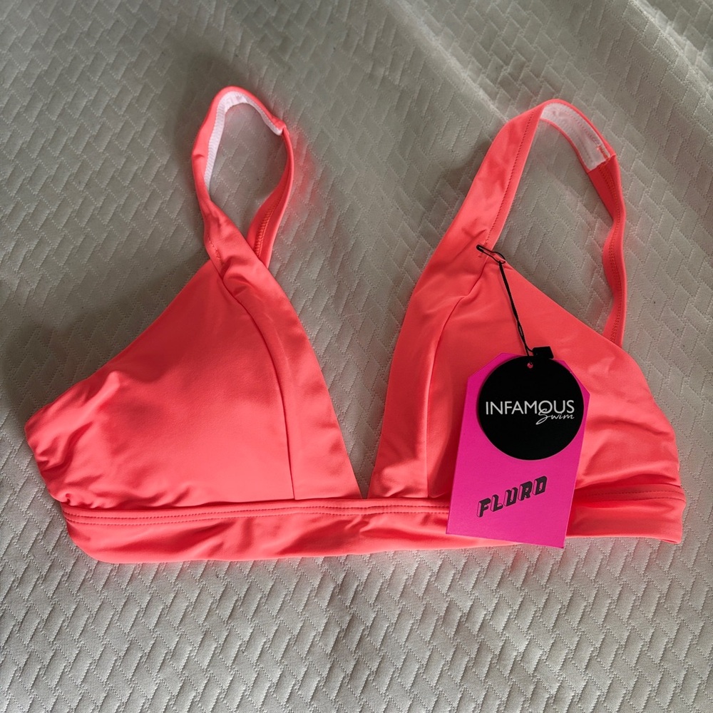 Infamous Swim Neon Coral Bikini Top